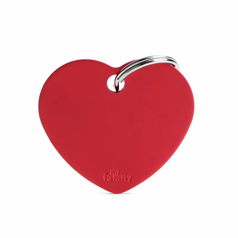 Neue Kollektion MY FAMILY Classic Big Heart Aluminum Tag rot Hundemarke